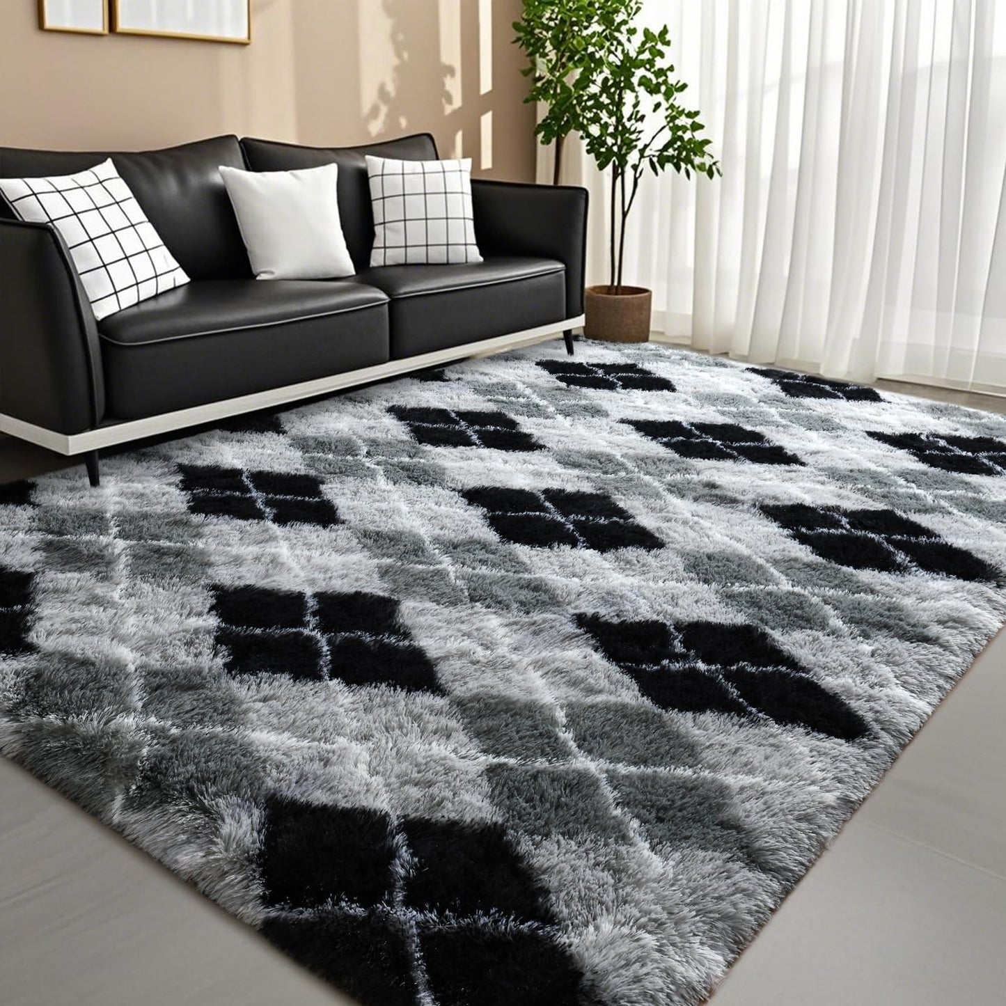 DweIke Super Soft Rug Fluffy Carpet for Living Room Bedroom, 4x6 ft Shaggy Grey Kids Area Rugs for Girls Boys Nursery Dorm Home Decor, Non-Slip Washable Plush Indoor Throw Carpets, Gray