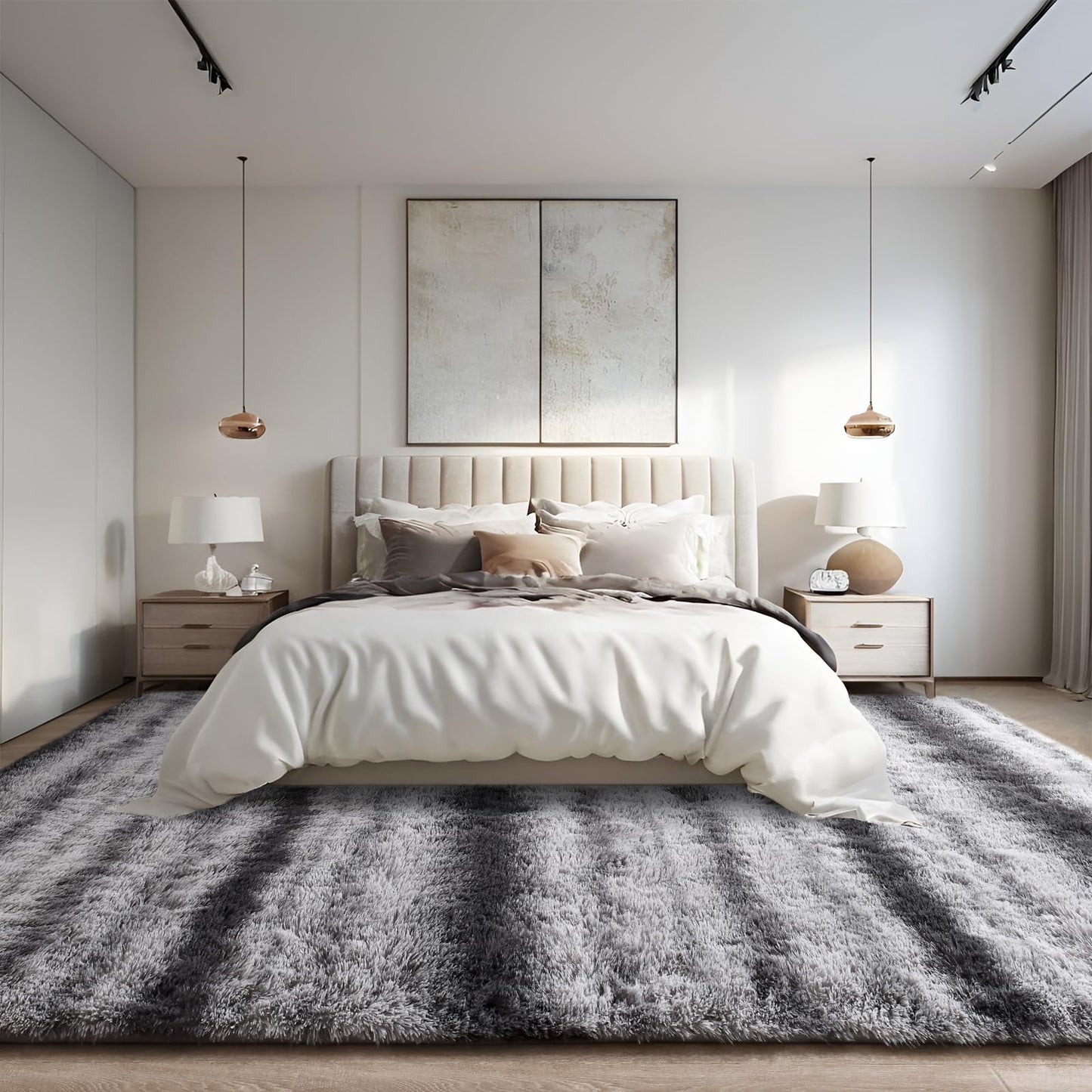 DweIke Super Soft Rug Fluffy Carpet for Living Room Bedroom, 4x6 ft Shaggy Grey Kids Area Rugs for Girls Boys Nursery Dorm Home Decor, Non-Slip Washable Plush Indoor Throw Carpets, Gray