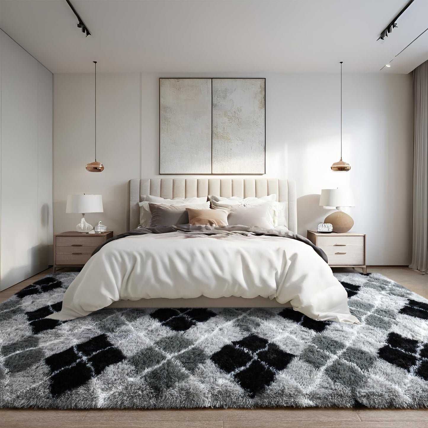 DweIke Super Soft Rug Fluffy Carpet for Living Room Bedroom, 4x6 ft Shaggy Grey Kids Area Rugs for Girls Boys Nursery Dorm Home Decor, Non-Slip Washable Plush Indoor Throw Carpets, Gray