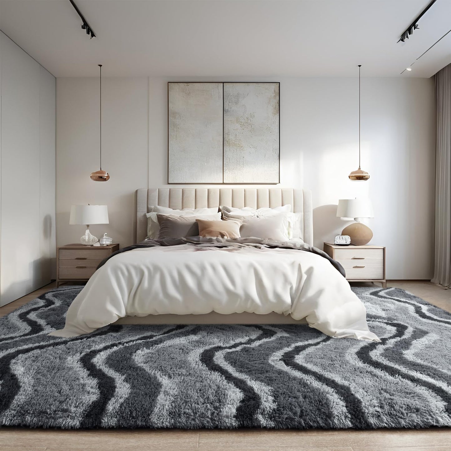 DweIke Super Soft Rug Fluffy Carpet for Living Room Bedroom, 4x6 ft Shaggy Grey Kids Area Rugs for Girls Boys Nursery Dorm Home Decor, Non-Slip Washable Plush Indoor Throw Carpets, Gray