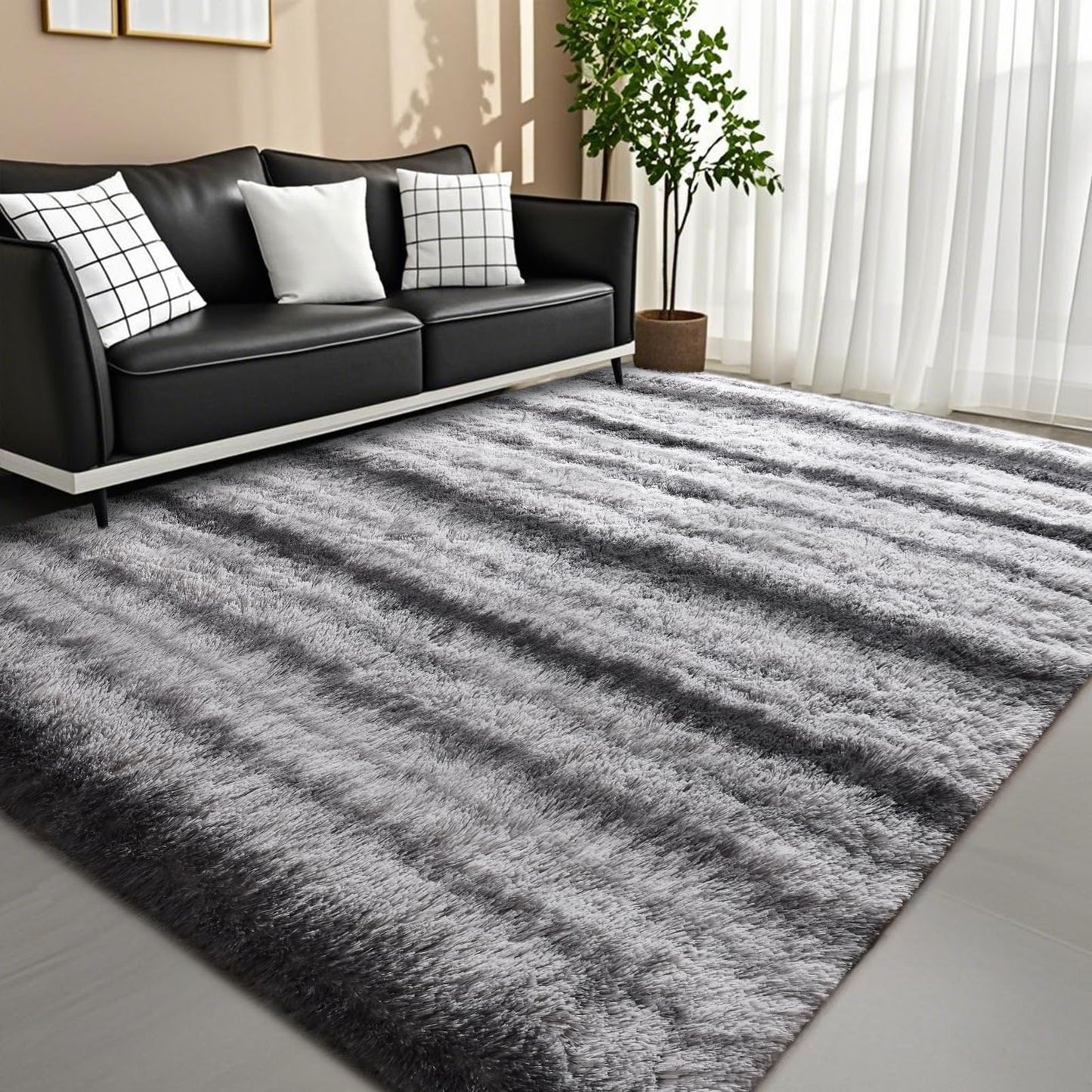 DweIke Super Soft Rug Fluffy Carpet for Living Room Bedroom, 4x6 ft Shaggy Grey Kids Area Rugs for Girls Boys Nursery Dorm Home Decor, Non-Slip Washable Plush Indoor Throw Carpets, Gray