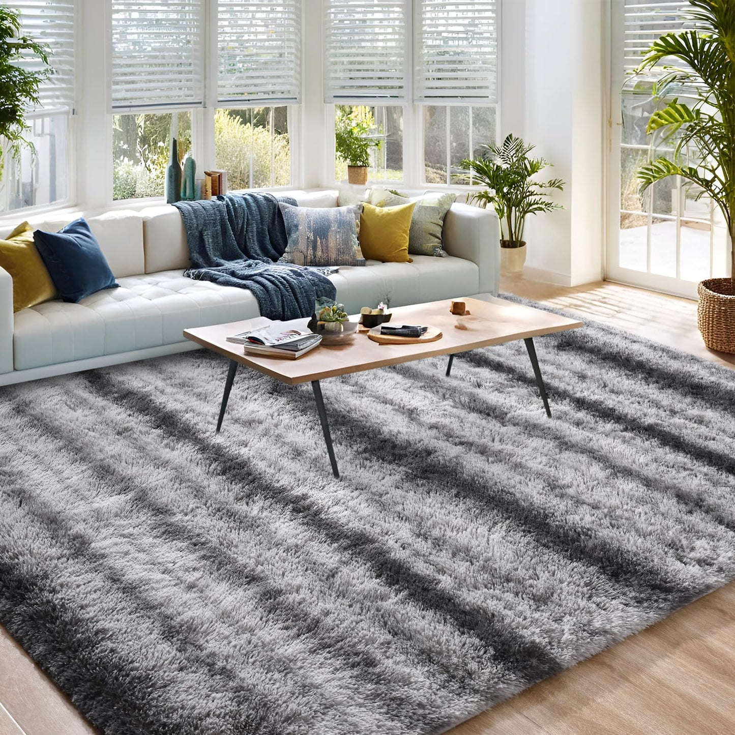 DweIke Super Soft Rug Fluffy Carpet for Living Room Bedroom, 4x6 ft Shaggy Grey Kids Area Rugs for Girls Boys Nursery Dorm Home Decor, Non-Slip Washable Plush Indoor Throw Carpets, Gray