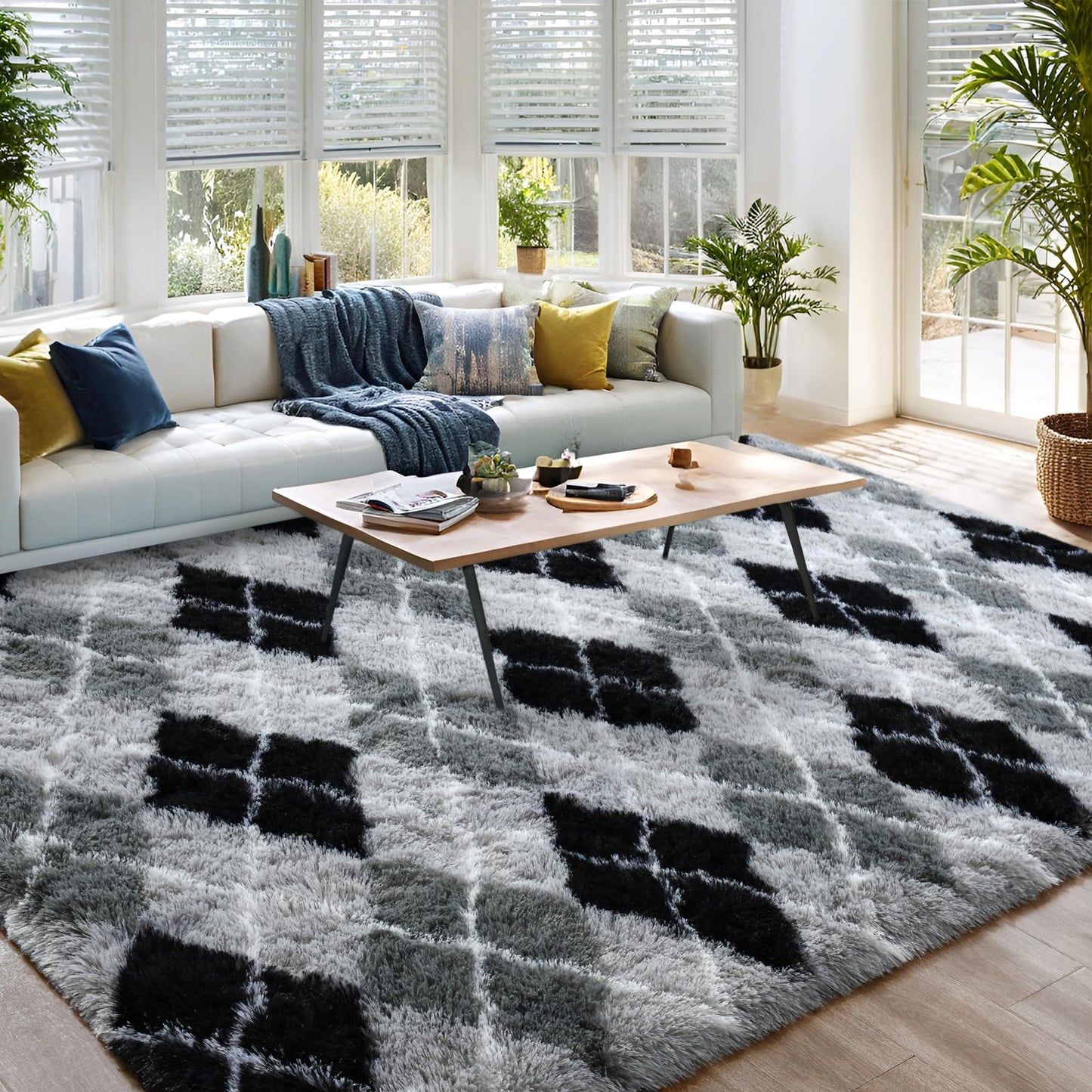DweIke Super Soft Rug Fluffy Carpet for Living Room Bedroom, 4x6 ft Shaggy Grey Kids Area Rugs for Girls Boys Nursery Dorm Home Decor, Non-Slip Washable Plush Indoor Throw Carpets, Gray
