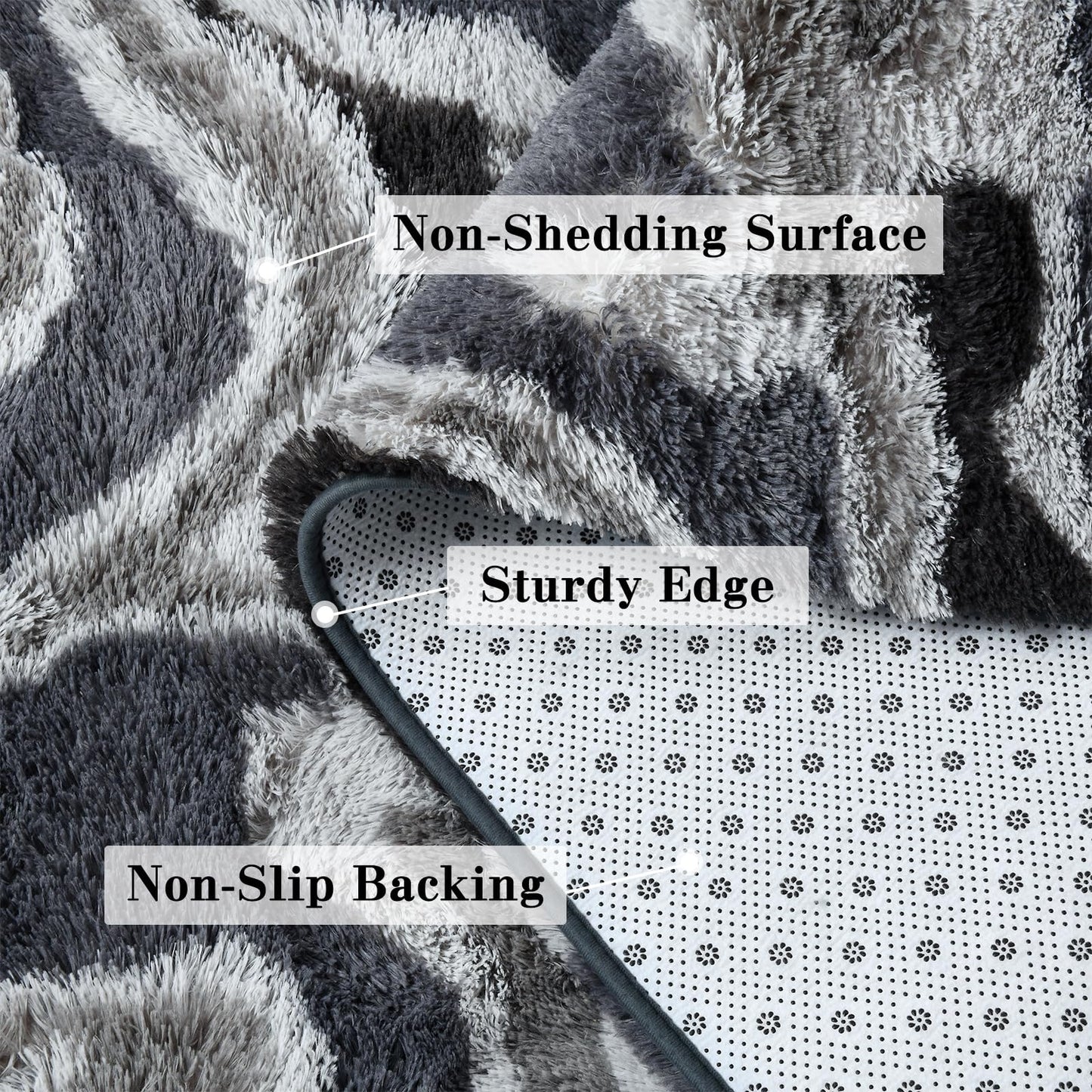 DweIke Super Soft Rug Fluffy Carpet for Living Room Bedroom, 4x6 ft Shaggy Grey Kids Area Rugs for Girls Boys Nursery Dorm Home Decor, Non-Slip Washable Plush Indoor Throw Carpets, Gray