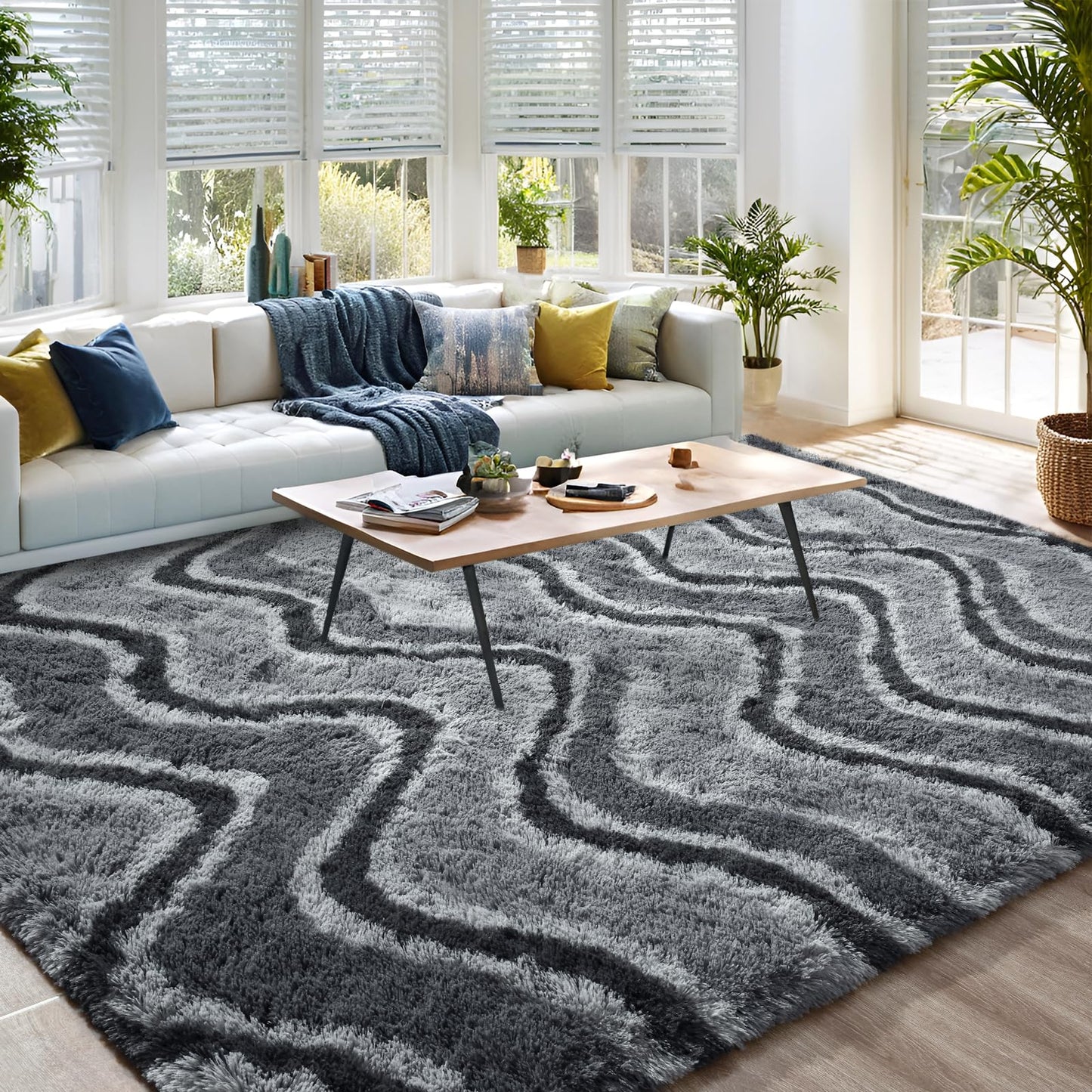 DweIke Super Soft Rug Fluffy Carpet for Living Room Bedroom, 4x6 ft Shaggy Grey Kids Area Rugs for Girls Boys Nursery Dorm Home Decor, Non-Slip Washable Plush Indoor Throw Carpets, Gray